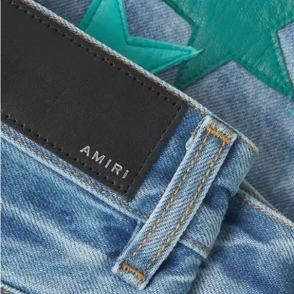 Amiri Chemist Leather Star Blue Jeans in light indigo sz 30 - Picture 9 of 10
